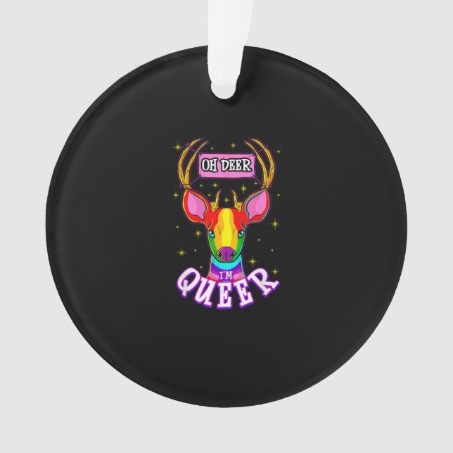 Oh Deer Queer Pride Month Celebration Gift Ornament (Front)