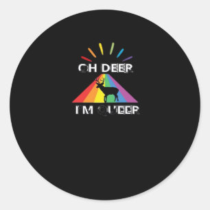 Oh Deer Queer Trendy Aesthetic Design Classic Round Sticker