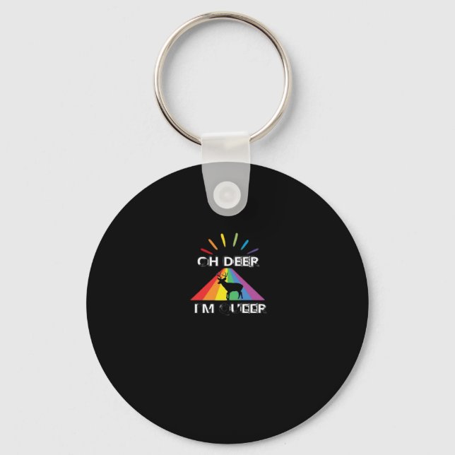 Oh Deer Queer Trendy Aesthetic Design Key Ring (Front)