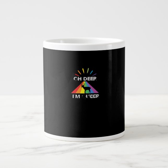 Oh Deer Queer Trendy Aesthetic Design  Large Coffee Mug (Front)