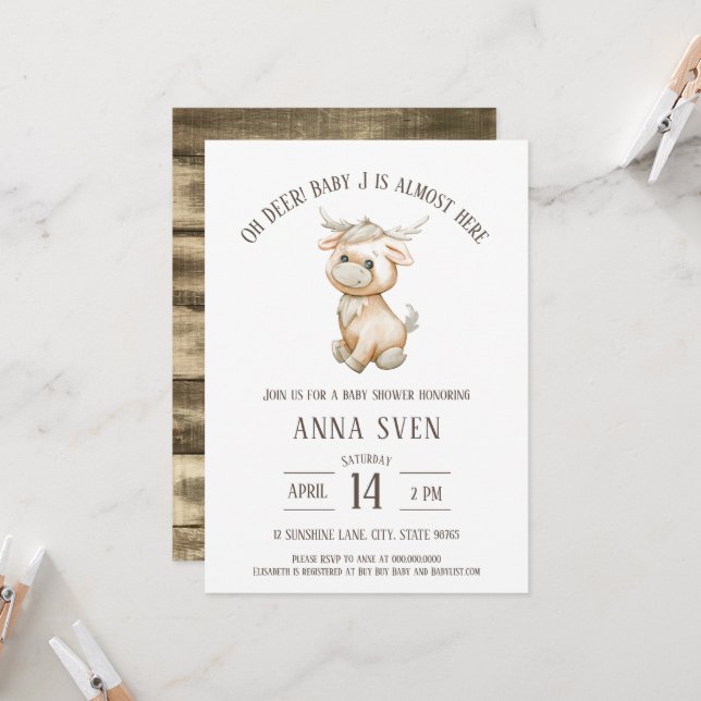 Oh Deer Reindeer Baby Shower invitation (Front/Back In Situ)