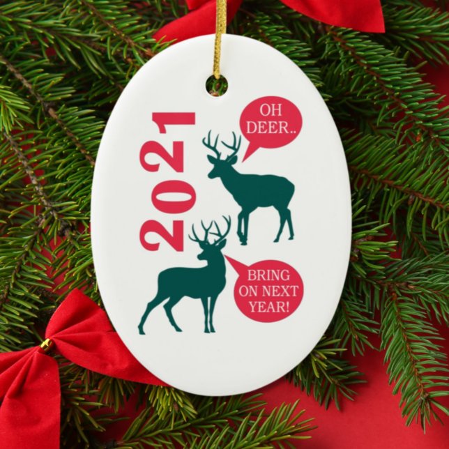 Oh Deer Reindeer Christmas Holiday Fun Ceramic Tree Decoration (Creator Uploaded)