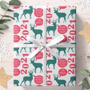 Oh Deer Reindeer Christmas Holiday Fun Wrapping Paper