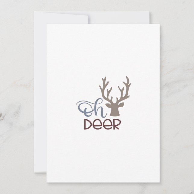 Oh Deer Retro Classic Design Flat Holiday Card (Front)