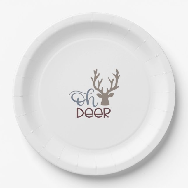 Oh Deer Retro Classic Design  Paper Plate (Front)
