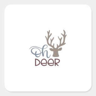 Oh Deer Retro Classic Design Square Sticker
