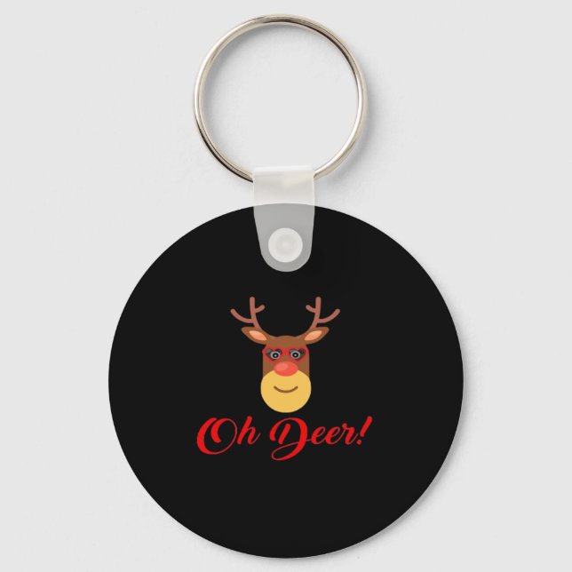 Oh Deer Retro Classic  Keychain (Front)
