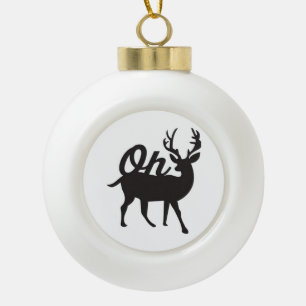 Oh Deer Retro Classic Vibe  Ceramic Ball Christmas Ornament