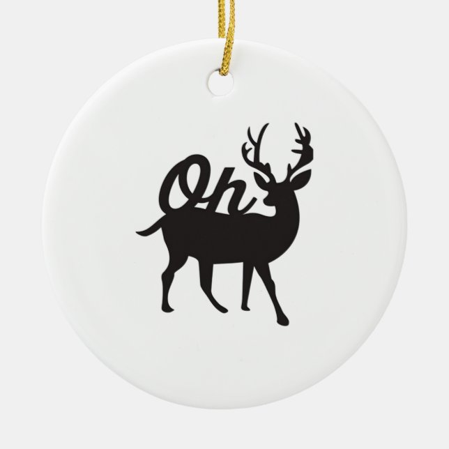 Oh Deer Retro Classic Vibe Ceramic Tree Decoration (Front)