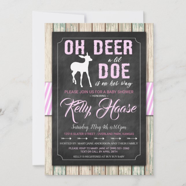 Oh Deer! Rustic Girl Baby Shower Invitation (Front)