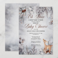 Oh Deer Rustic Winter Floral Drive By Baby Shower
