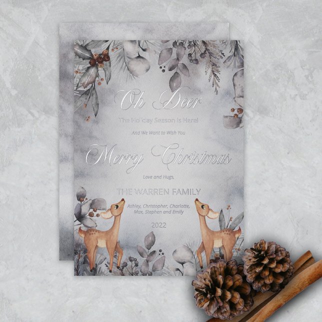 Oh Deer Rustic Winter Floral Merry Christmas Foil  (Creator Uploaded)