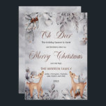 Oh Deer Rustic Winter Floral Merry Christmas  Holiday Card<br><div class="desc">Sweet "Oh Deer" themed "Merry Christmas" winter watercolor floral berries and leaves design with two cute little deer looking up at your greeting details on either side.</div>