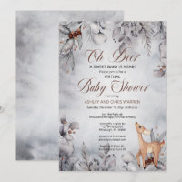 Oh Deer Rustic Winter Floral Virtual Baby Shower I