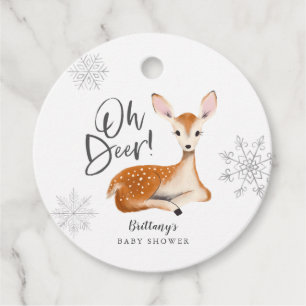 Oh Deer Rustic Winter Woodland Baby Shower Grey Favour Tags