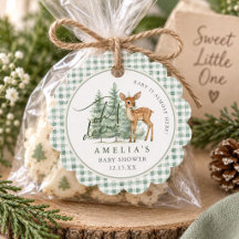 Oh Deer Sage Green Gingham Baby Shower