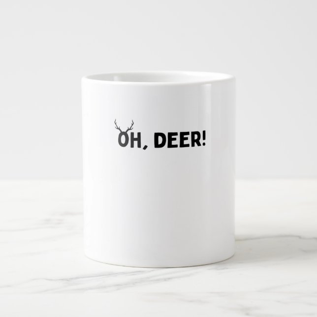 Oh Deer Simple Aesthetic  Large Coffee Mug (Front)