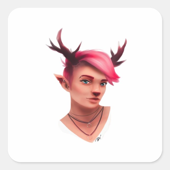 Oh Deer Simple Creative Style  Square Sticker (Front)
