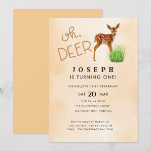 Oh Deer Theme Birthday Party Invitation