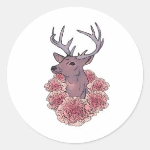 Oh Deer Trendy Minimal Aesthetic Classic Round Sticker