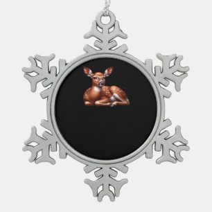 Oh Deer Trendy Modern Aesthetic  Snowflake Pewter Christmas Ornament