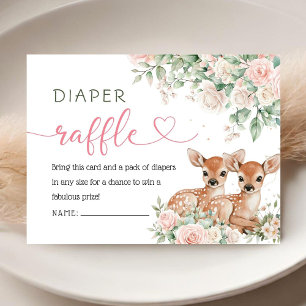 Oh Deer Twin Girls Baby Shower Diaper Raffle  Enclosure Card
