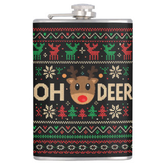 Oh Deer Ugly Christmas Sweater Flask