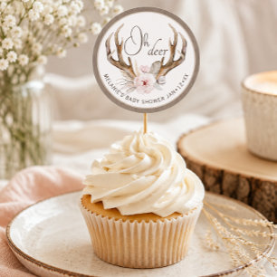 Oh Deer Watercolor Baby Shower  Classic Round Sticker
