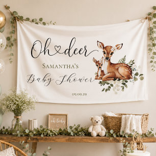 Oh deer watercolor floral baby shower banner