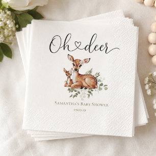 Oh deer watercolor floral baby shower napkin