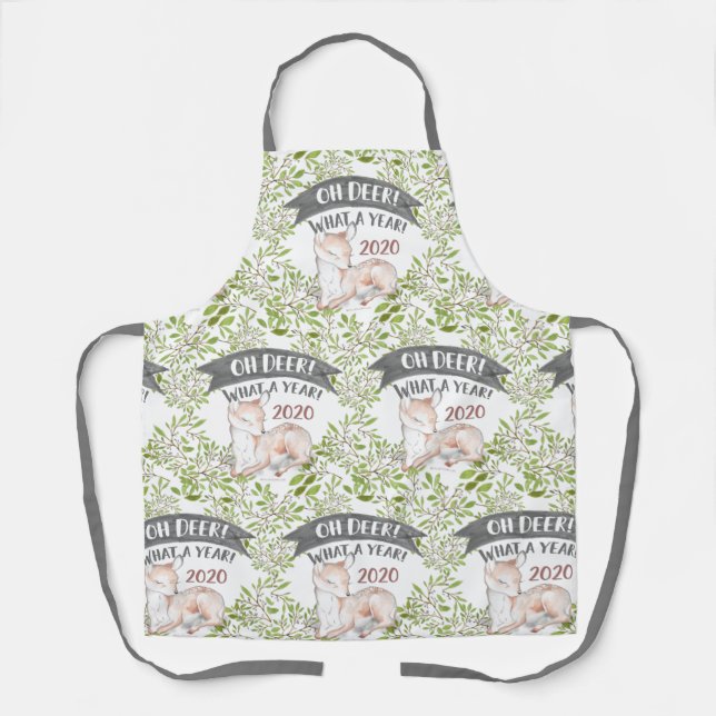 Oh Deer What a Year Funny 2020 Woodland Christmas Apron (Front)