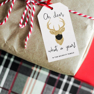 Oh Deer, What A Year! Funny Christmas Holiday Gift Tags