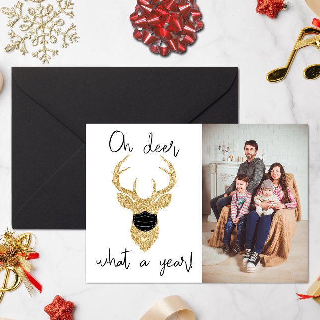 Oh Deer, What A Year! Funny Christmas Photo Holiday Card (Creator Uploaded)