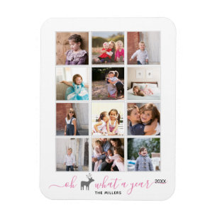 Oh deer what a year in review photo collage pink magnet