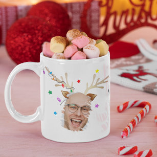 Oh Deer What A Year! Reindeer Fun Photo Christmas Coffee Mug