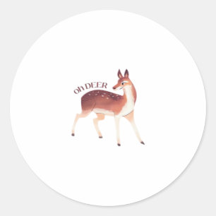 Oh Deer Whimsical Creative Design  Classic Round Sticker