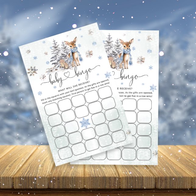 Oh Deer Winter Baby Boy Shower Baby Bingo Game (Creator Uploaded)