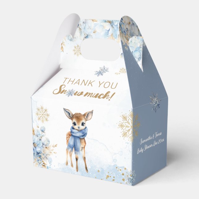 Oh Deer Winter Baby Boy Shower Favour Box (Front Side)