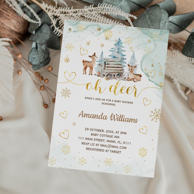 Oh Deer Winter Baby Shower Invitation (Creator Uploaded)