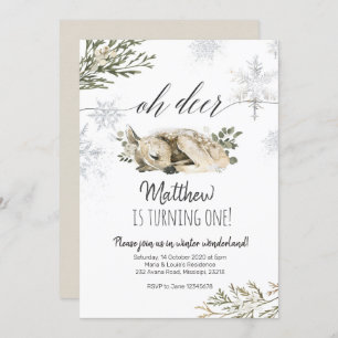 Oh Deer Winter Birthday invitation