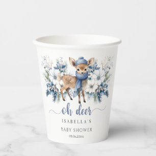 Oh Deer Winter Boy Baby Shower  Paper Cups