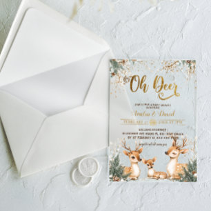 Oh Deer Winter Wonderland Baby Shower Acrylic Invitations