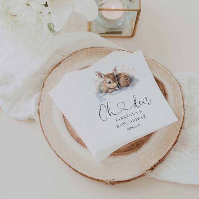 Oh Deer Winter Woodland Baby Shower Napkin (Creator Uploaded)