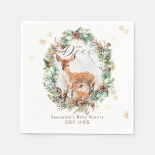 Oh Deer Winter Woodland Snow Baby Shower Napkin