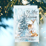 Oh Deer Woodland Animals Winter Christmas Party In Invitation<br><div class="desc">"Oh Deer,  The Holidays Are Here!" "Christmas" Party woodland forest animals -- doe and baby deer,  rabbit and birds with an evergreen tree among the snowfall -- holiday design.</div>