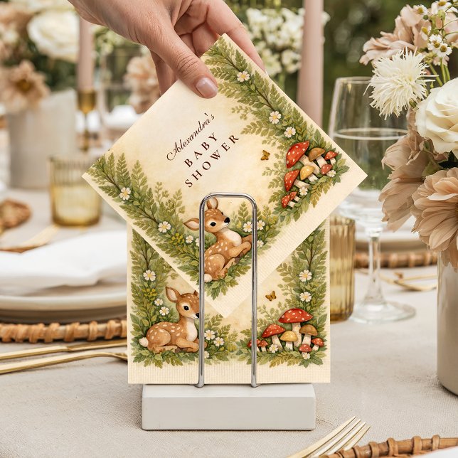 Oh Deer Woodland Baby Shower Napkin (Creator Uploaded)