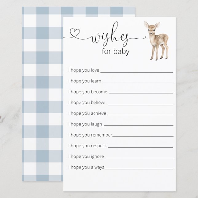 Oh Deer Woodland Baby Shower  Wishes For Baby  (Front/Back)