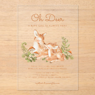 Oh Deer Woodland Forest Baby Shower Acrylic Invitations