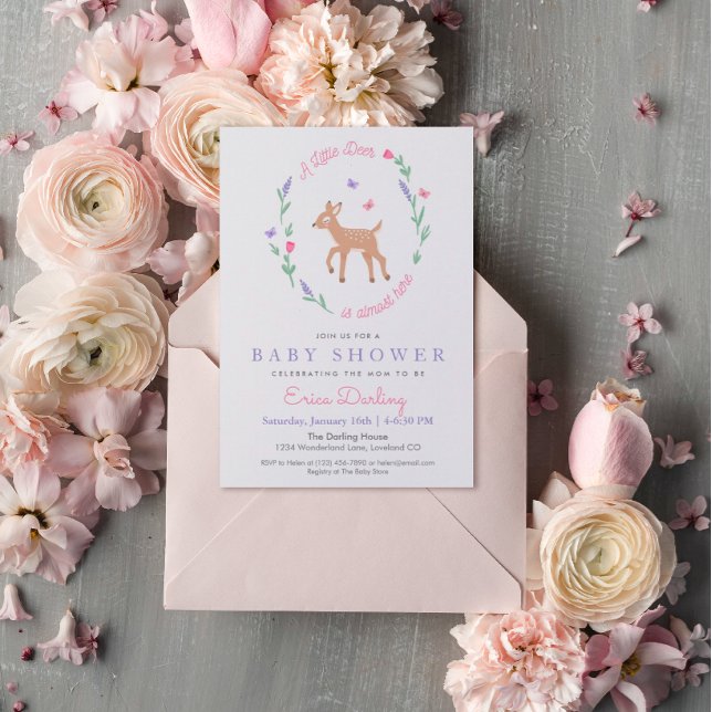 Oh Deer Woodland Theme Baby Shower Invitation (Creator Uploaded)