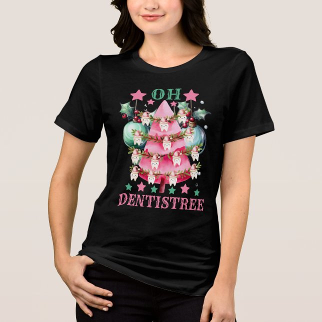 Oh Dentistree Christmas Dentist Tooth Tri-Blend Shirt (Front)